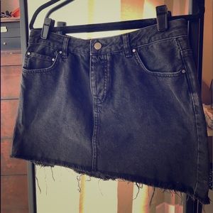 Black denim mini skirt